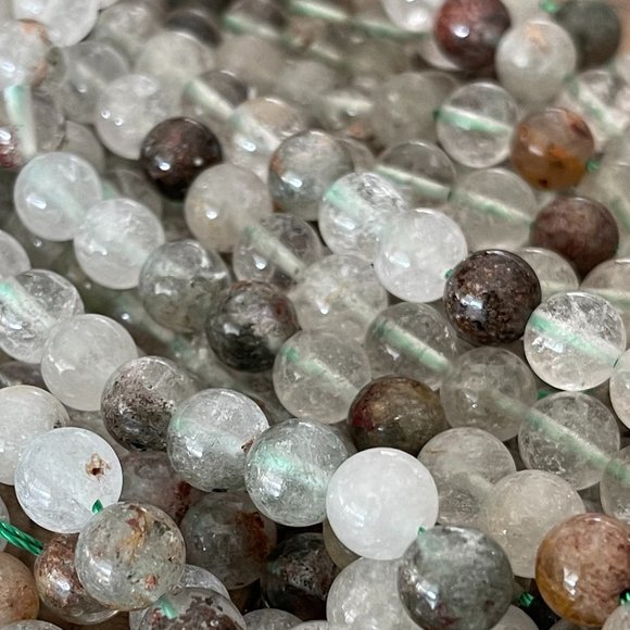 8mm Garden Quartz Bead Strand - Lodolite - Phantom Quartz - Picture 3 of 5